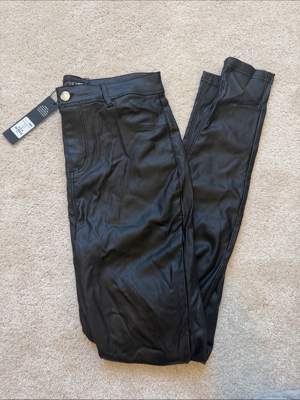 Fashion Nova Black Faux Leather Skinny Pants